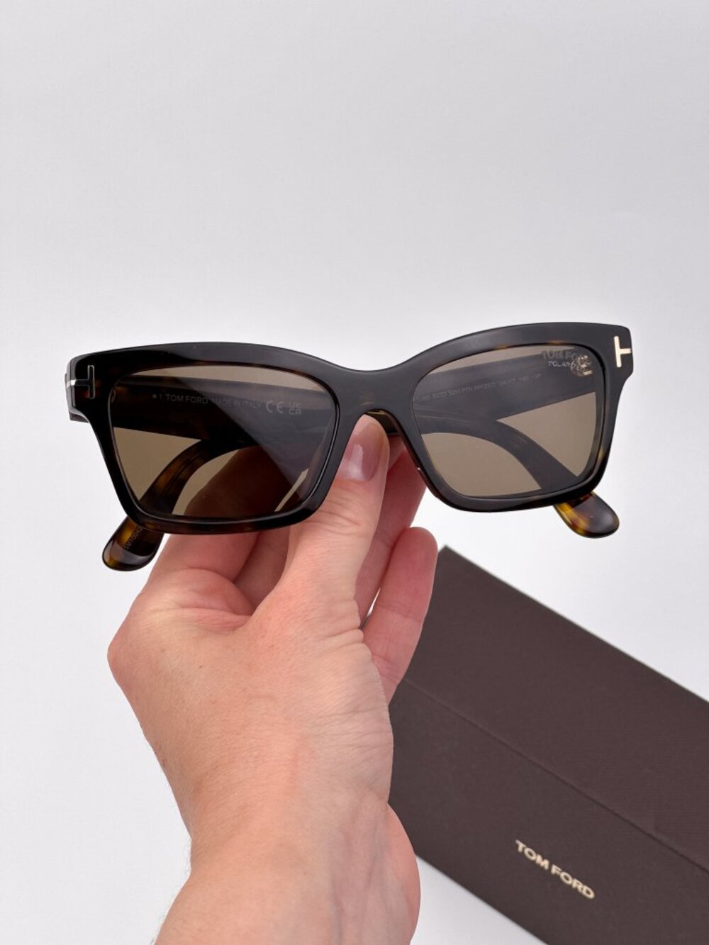 Tom Ford MIKEL FT1085 52H Sunglasses – Dark Havana Rectangle Cat Eye Frame Brown